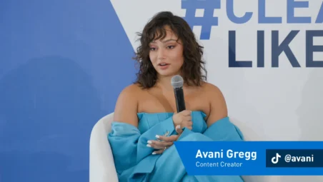 Avani Gregg speaking at the CeraVe event