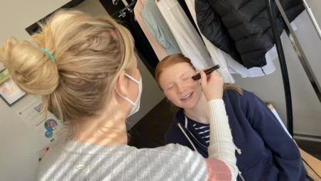 Makeup before filming